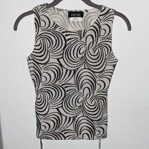 Black and white blouse with shimmering sparkles